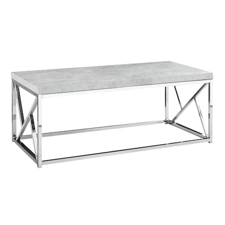 Monarch Specialties Coffee Table - Grey Cement With Chrome Metal I 3375